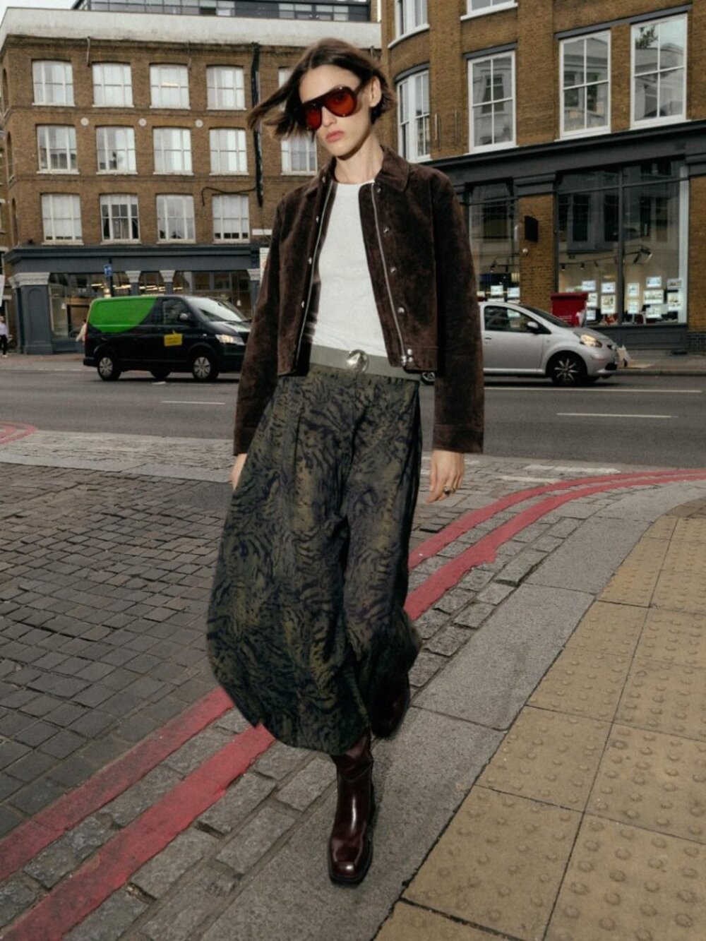 NWT ZARA HIGH WAIST ANIMAL PRINT MIDI SKIRT WITH CONTRAST BELT SIZE M